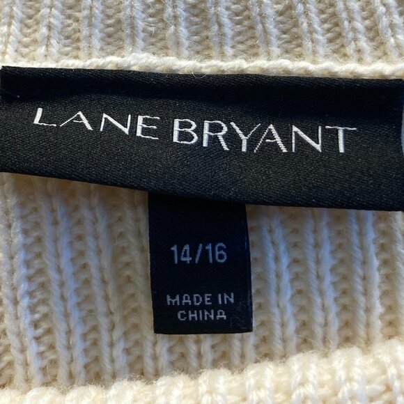 Lane Bryant SZ 14/16 Cream Longline Sweater Fringe Western Southwestern Boho - Picture 7 of 11